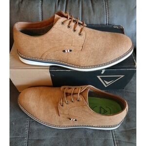 Canvas Lace Up Casual Dress Shoes For Men loafer Brown Size‎ 10.5 NEW #777